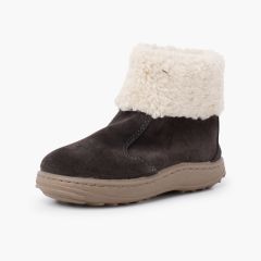 Bota sola sport fecho-éclair e pelo Cinzento