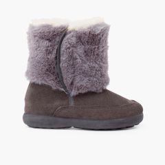 Bota pelo suave duplo fecho aderente Cinzento