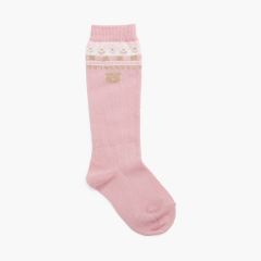 Meias Altas Urso Rosa