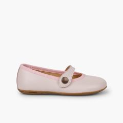 Sapatos Merceditas Pele Menina Comunhão Rosa