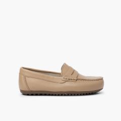 Mocassins Menino Pele Máscara Bege