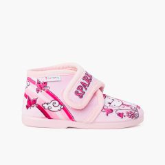 Botinhas pantufa Sparkly fecho aderente Rosa