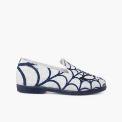 Pantufas Criança Teia Aranha Cinza e Azul