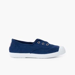 Ténis Lona Biqueira Borracha sem Atacadores Azul Navy
