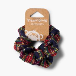 Elástico Menina Estampado Escocês Azul Marinho