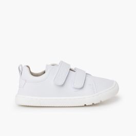 Sapatilhas barefoot escolares dupla tira aderente Branco