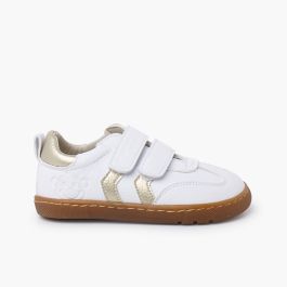 Sapatilhas Barefoot riscas laterais metalizadas Ouro