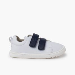 Sapatilhas barefoot tiras aderentes intercambiáveis Branco e Azul Marinho