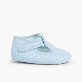 Sapatos Pepito tiras aderentes   Bolinhas Céu azul