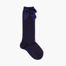 Meias Altas Cóndor Algodão com Laço Azul Marinho