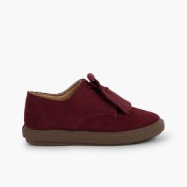 Sapatos Blucher Camurça Franjas Lisos Bordeaux