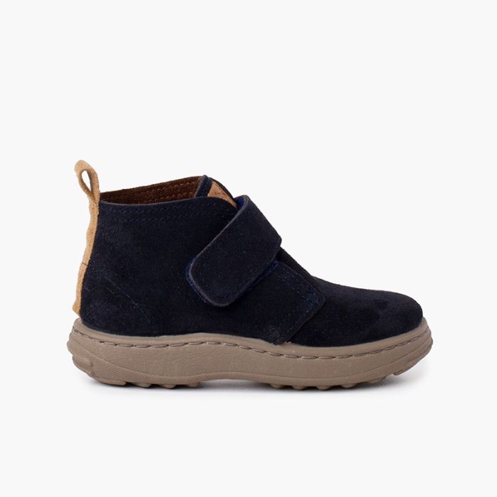 Botas Camurça Crianças Sola Sport Tira Aderente