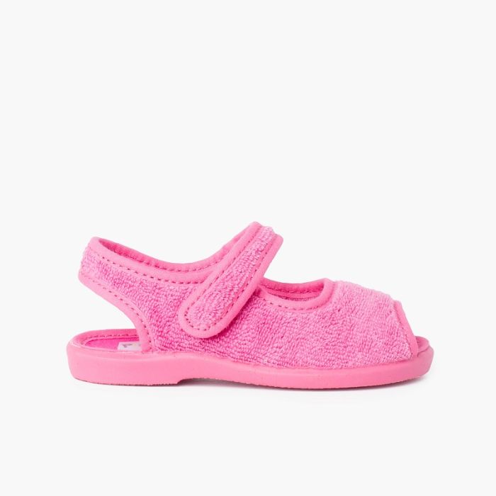 Sandália Pantufa Tecido Toalha Tira Aderente