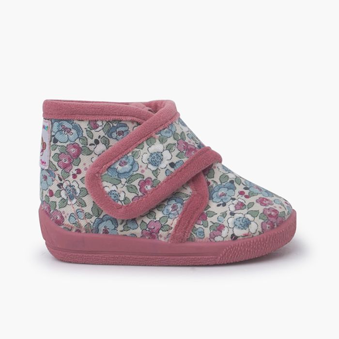 Pantufas bota flores liberty fecho aderente