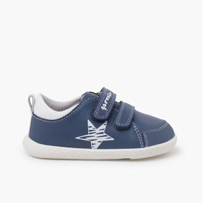Sapatilhas pele soft estrela fecho aderente