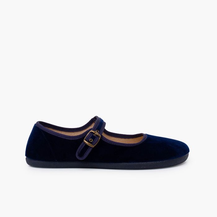 Merceditas barefoot veludo fivela