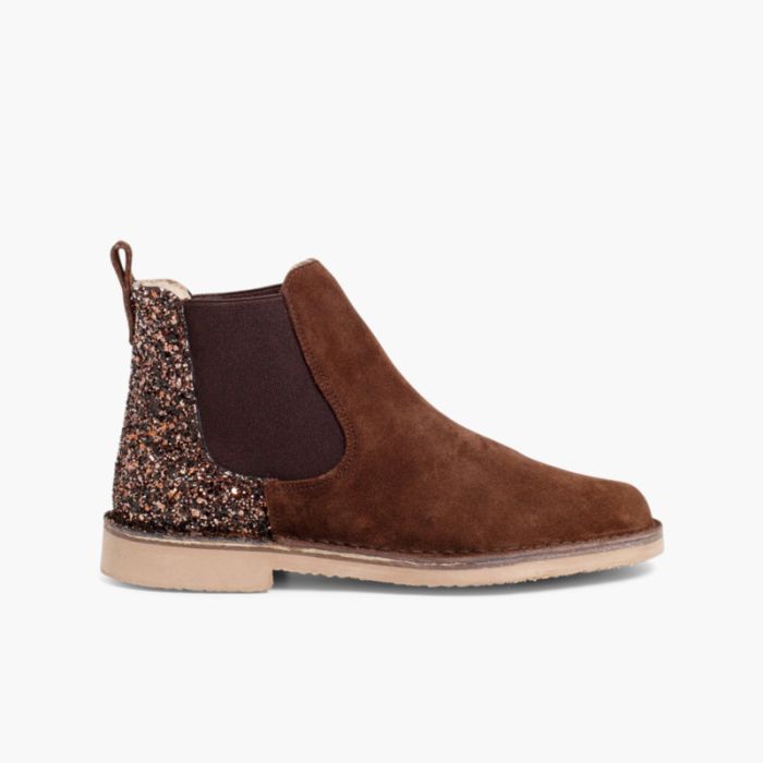 Botins Menina Camurça com traseira glitter