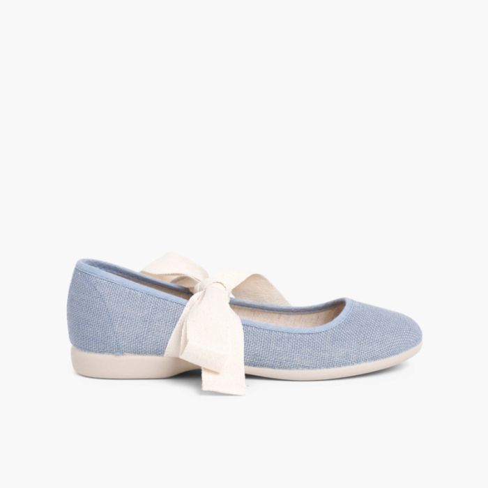 Sapatos Merceditas Linho com Laço Cru