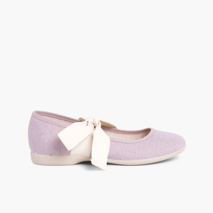 Sapatos Merceditas Linho com Laço Cru