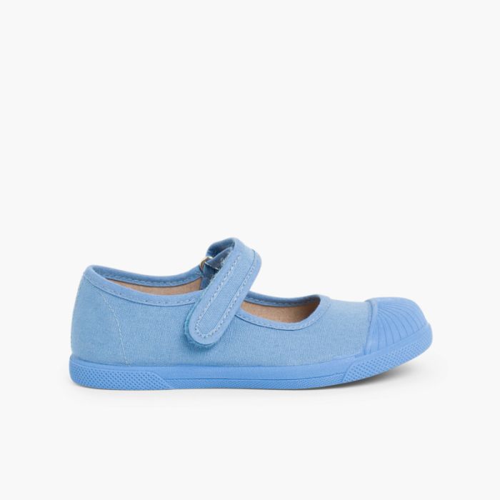 Sapatos Merceditas Lona tiras aderentes   Biqueira Borracha