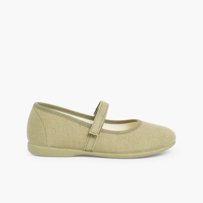 Sapatos Merceditas Linho com tiras aderentes   Fino