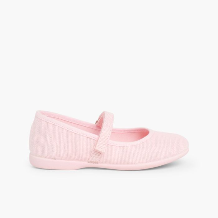 Sapatos Merceditas Linho com tiras aderentes   Fino