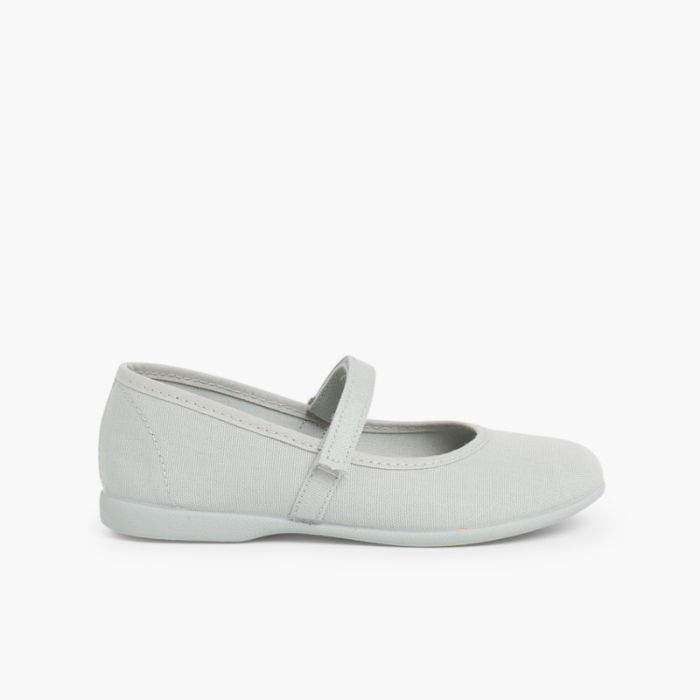 Sapatos Merceditas Tela com Tira Aderente Fina