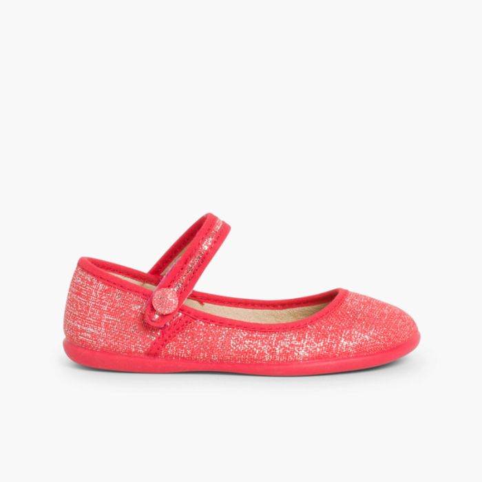 Sapatos Merceditas tiras aderentes em linho metalizado