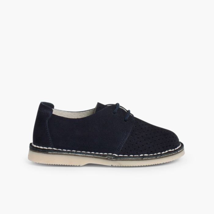 Sapatos Blucher Camurça com Picotado
