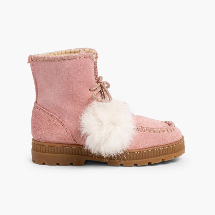 Botas com Pompons Camurça Menina
