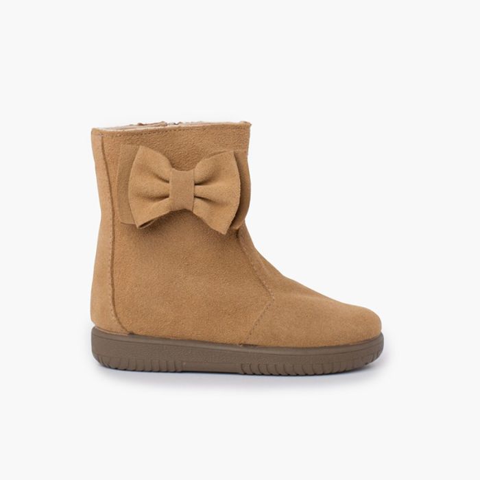 Botas Menina Camurça Laço Lateral Grande