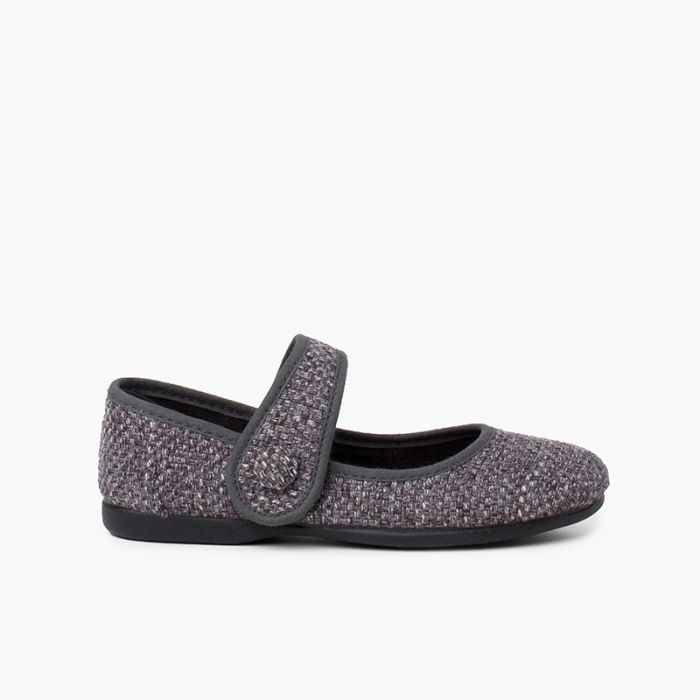 Merceditas Menina Tweed Fecho Tira