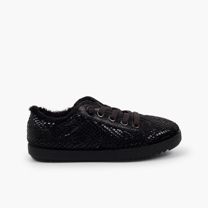 Ténis Animal Print Serpente com Forro Pelo