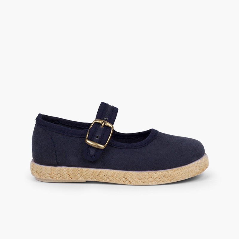 Sapatos Merceditas Fivela Bamara e Juta Azul Marinho