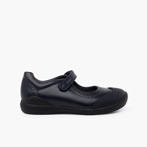 Sapatos colegiais Biomecanics menina com picotado Azul Marinho