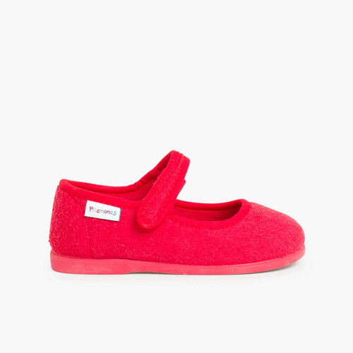 Pantufas Merceditas Menina Turco tiras aderentes   Vermelho