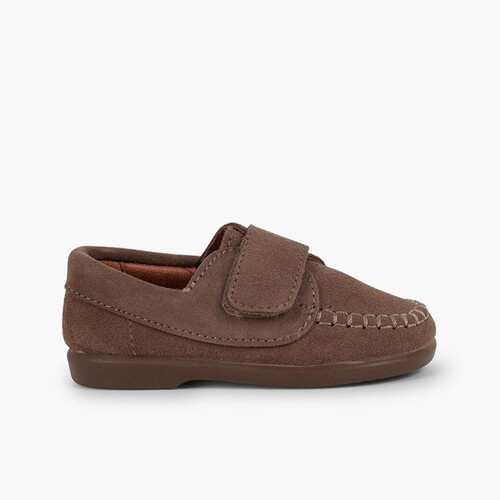Mocassins Camurça com tiras aderentes   Taupe
