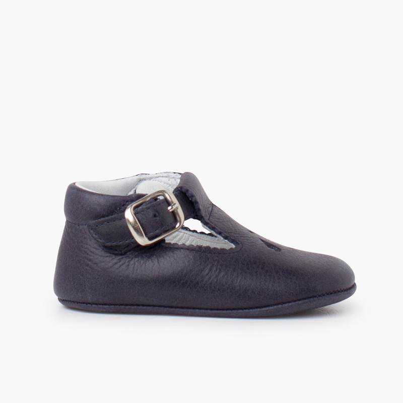 Sapatos bebé pepito pele detalhe perfurado Azul Marinho