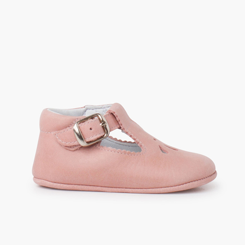 Sapatos bebé pepito pele detalhe perfurado Rosa