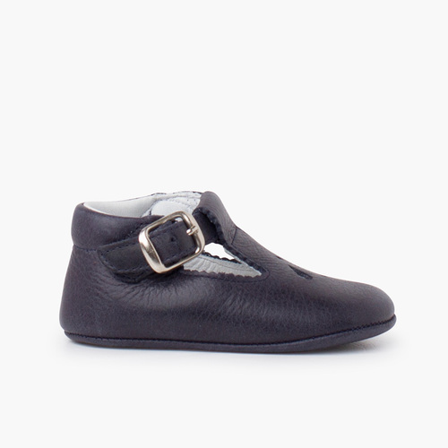 Sapatos bebé pepito pele detalhe perfurado Azul Marinho