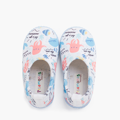 Sapatilha Fechada tipo Neopreno Desenhos Branco