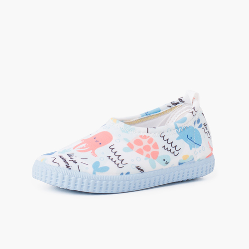 Sapatilha Fechada tipo Neopreno Desenhos Branco