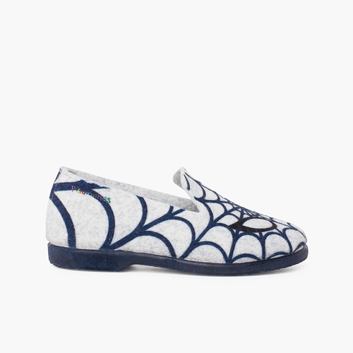 Pantufas Criança Teia Aranha Cinza e Azul