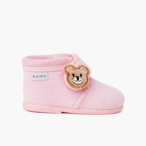 Pantufas Botinha Bombazine Urso Crianças Rosa