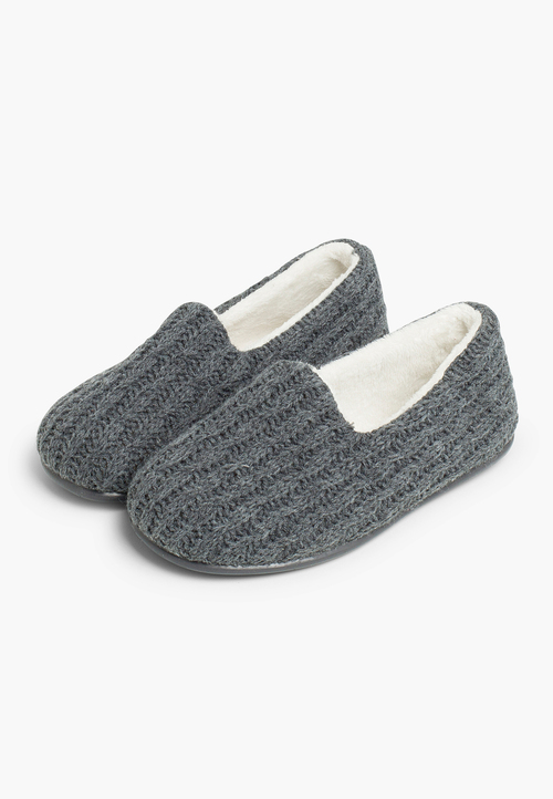 Pantufas Lã Oito Cinzento