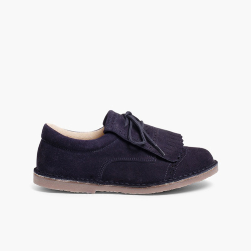 Sapatos de Carneira com Franjas Azul Marinho