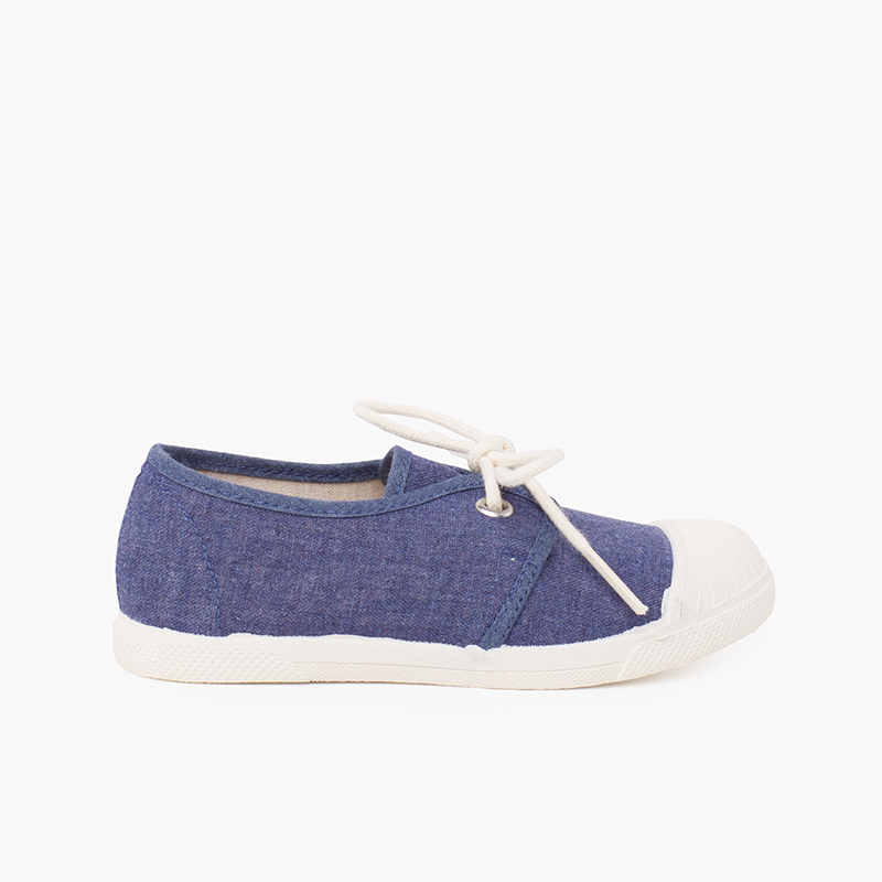 Ténis Casual Lona Biqueira Borracha Azul Jeans