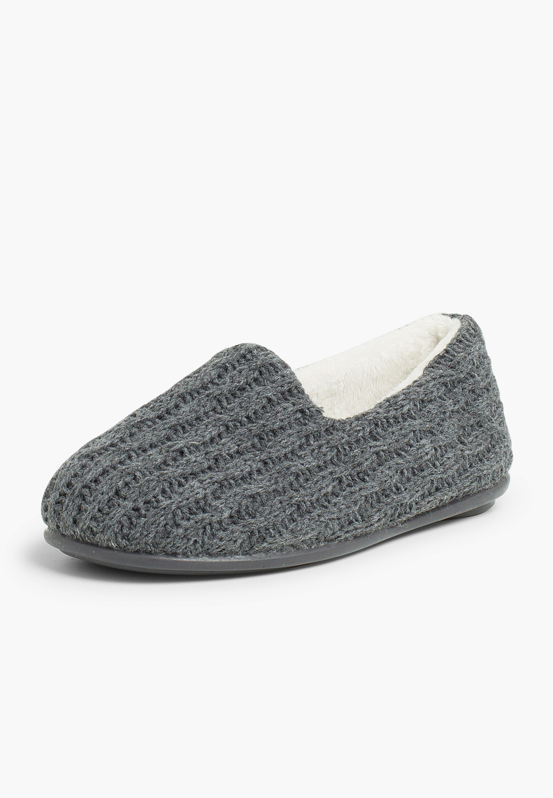 Pantufas Lã Oito Cinzento