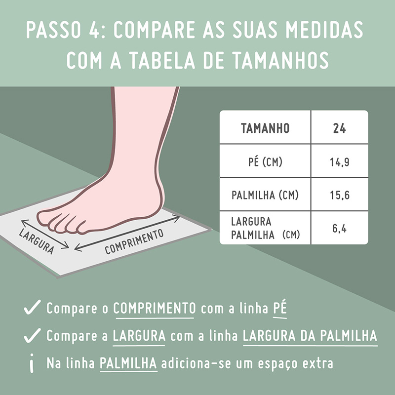 Guia de tamanhos Pisamonas